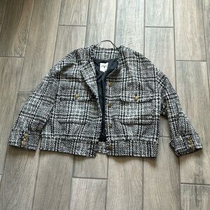 Zara Black and White Tweed Jacket